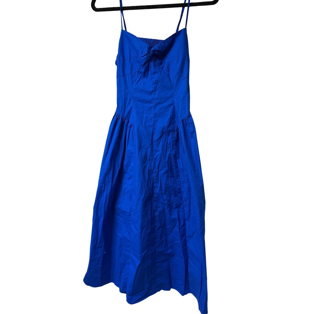 Lately Royal Blue Twist Front Open Back Smocked Midi Dress Size 6